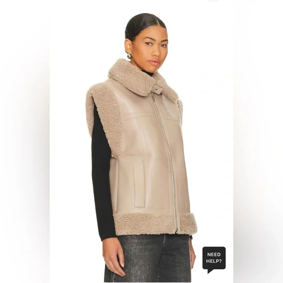 APPARIS Jay faux shearling vest in taupe S - Picture 4 of 8